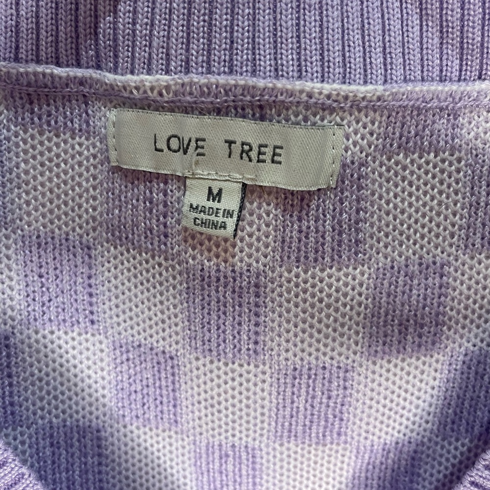 Love Tree Lavender & Cream Checkerboard V‑Neck Knit Tank *see small flaw* - Picture 4 of 7